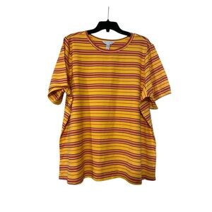 Yellow Striped Short Sleeve Tee - Womens